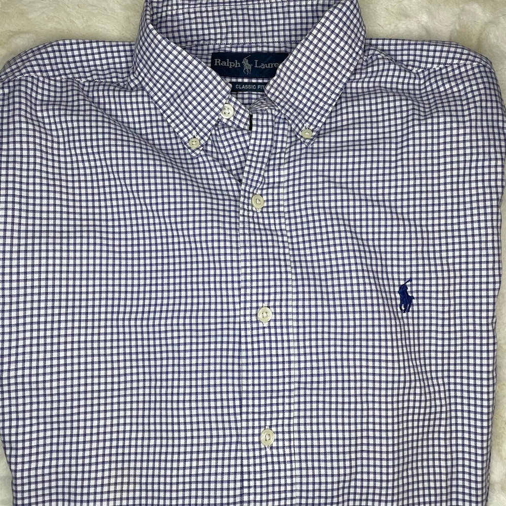 RALPH LAUREN BLUE LABEL CHECK PATTERN MEN’S LONG SLEEVE BUTTON DOWN- 15 …